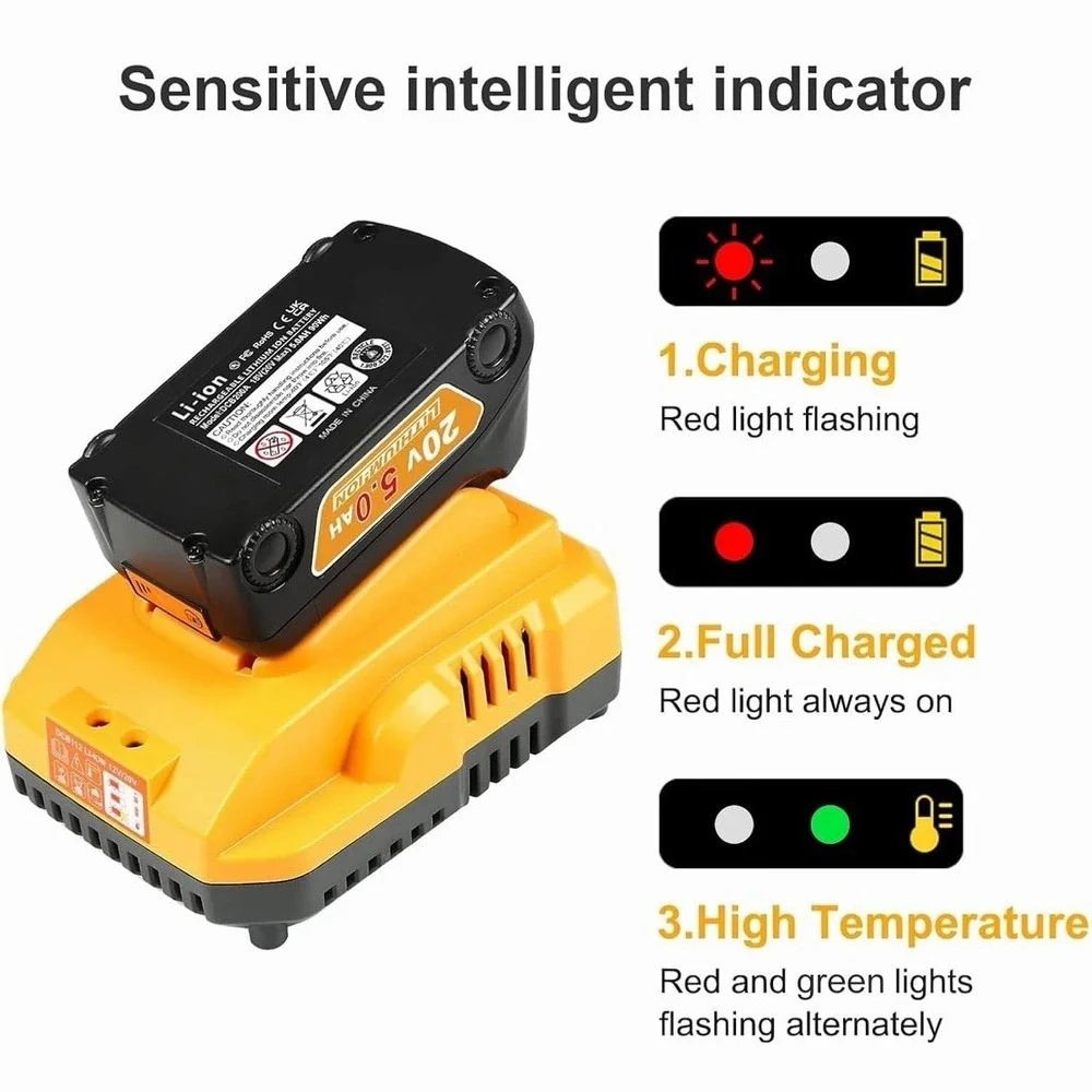 20v Max Battery Replacement for Dewalt Battery 5.0Ah & DCB112‎ Battery Charger